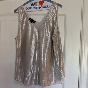 INC Silver Lamé Tank